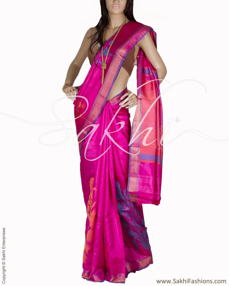 BGQ-1751 - Pink & Multi Pure Tussar Silk Saree