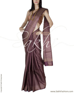BGQ-1795 - Purple & Gold Pure Tussar Silk Saree