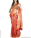 BGQ-1798 - Peach & Gold Pure Tussar Silk Saree