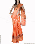 BGQ-1806 - Peach & Black Pure Tussar Silk Saree