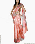 BGQ-18325 - Peach & Multi Pure Tussar Silk Saree