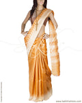 BGQ-1851 - Orange & Beige Pure Tussar Silk Saree