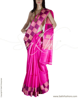 BGQ-1869 - Pink & Multi Pure Tussar Silk Saree