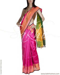 BGQ-320 - Pink & Multi Silk & Cotton Saree