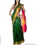 BGQ-327 - Green & Pink Silk & Cotton Saree