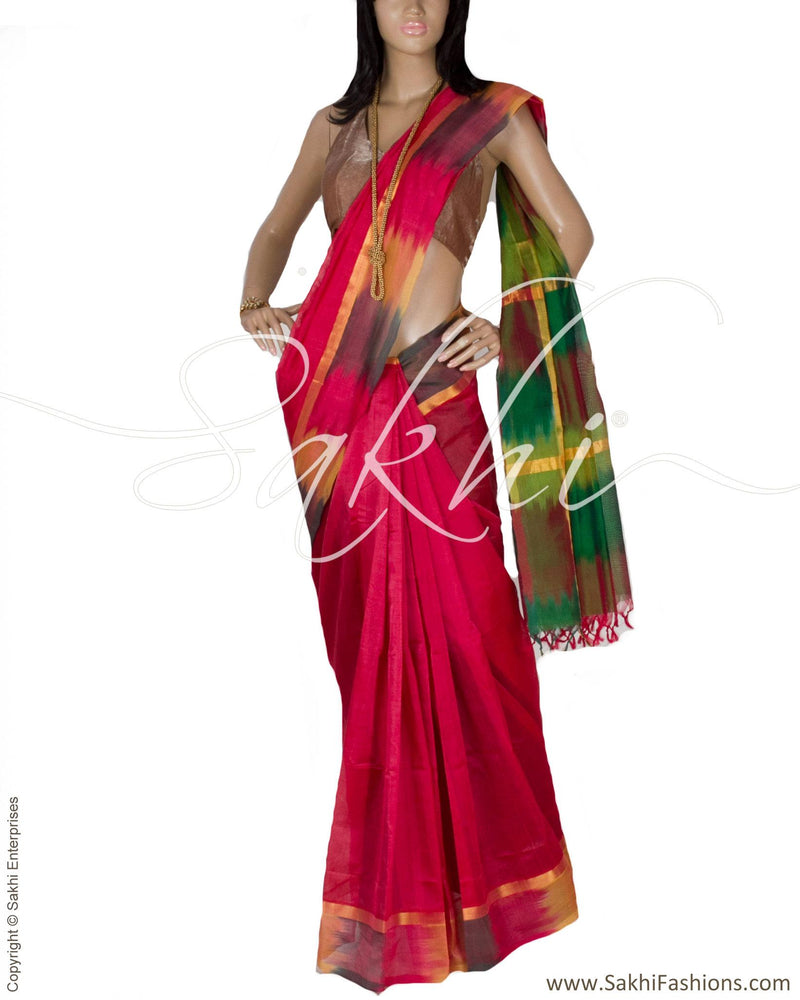 BGQ-328 - Pink & Multi Silk & Cotton Saree