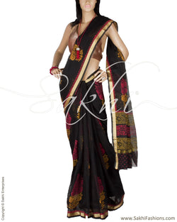 BGQ-3705 - Black & Multi Pure Kota Cotton Saree