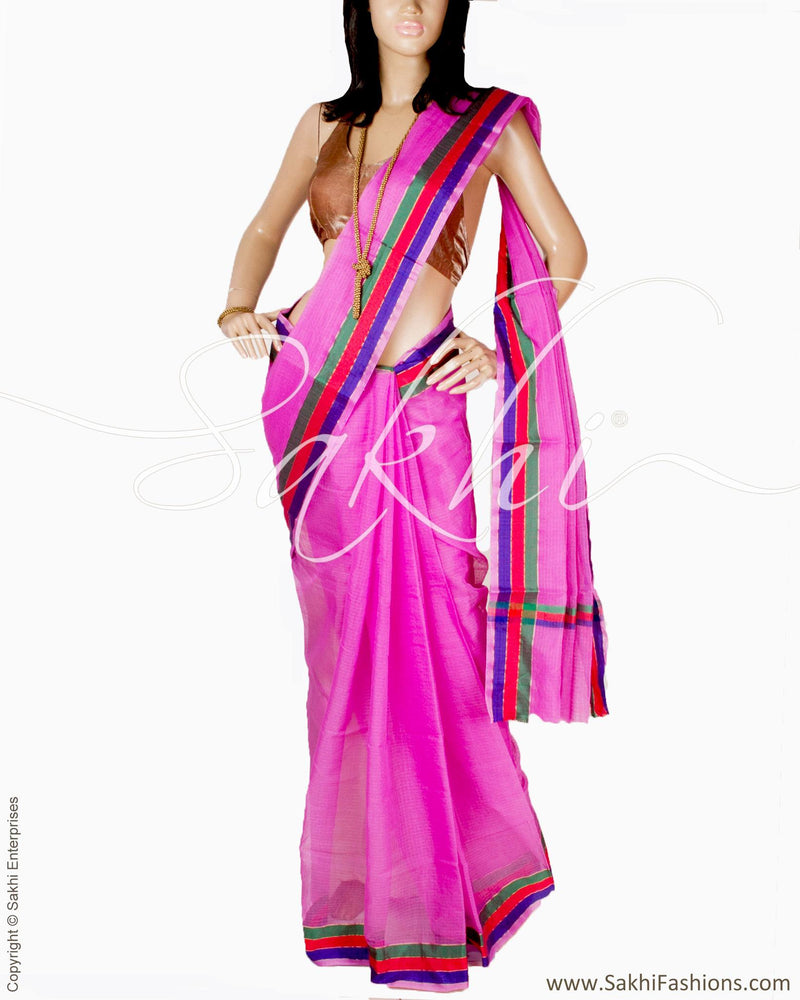 BGQ-3836 - Pink & Multi Pure Silk Kota Saree