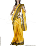 BGQ-3840 - Yellow & Green Pure Cotton Saree