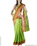 BGQ-3867 - Green & Orange Pure Cotton Saree