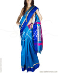BGQ-5978 - Blue & Pink Pure Dupion Silk Saree