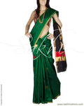 BGQ-6000 - Green & Gold Pure Dupion Silk Saree