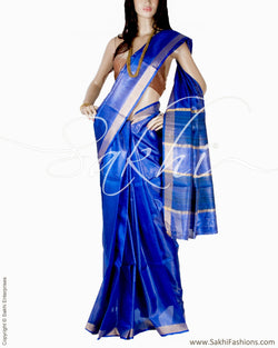 BGQ-6024 - Blue & Gold Pure Tussar Silk Saree