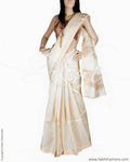 BGQ-6035 - Cream & Gold Pure Tussar Silk Saree