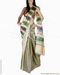 BGQ-6064 - Beige & Green Pure Tussar Silk Saree