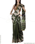 BGQ-6065 - Black & Beige Pure Tussar Silk Saree