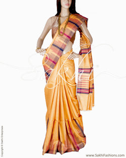 BGQ-6077 - Peach & Multi Pure Tussar Silk Saree