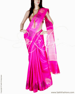 BGQ-6089 - Pink & Multi Pure Tussar Silk Saree