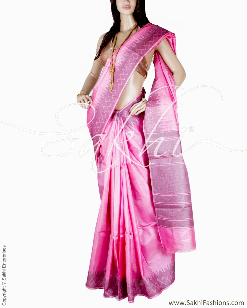 BGQ-6114 - Pink & Brown Pure Tussar Silk Saree