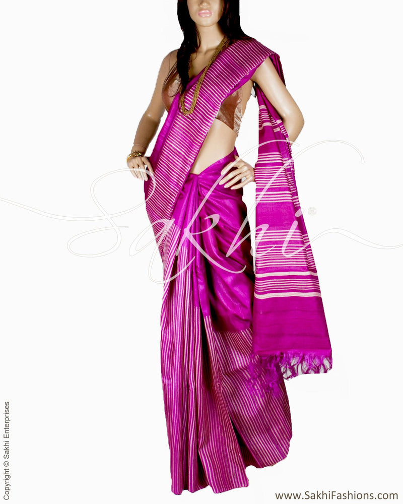 BGQ-6140 - Pink & Beige Pure Tussar Silk Saree