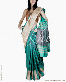 BGR-1832 - Green & Beige Pure Matka Silk Saree