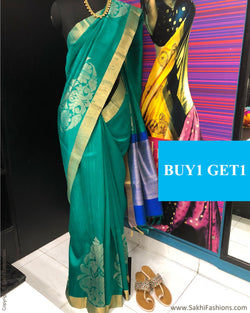 BGR-2806 - Green & Gold Dupion Silk Saree