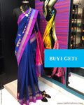 BGR-2807 - Blue & Pink Raw Silk Saree