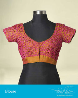 BL-0002K Pink Cut Work Blouse