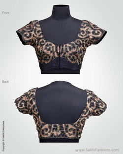 BL-0020 Black and Antique Cut Work Blouse