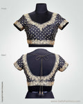 BL-0025 Black & Gold Pure Silk Blouse for Kanchipuram Saree
