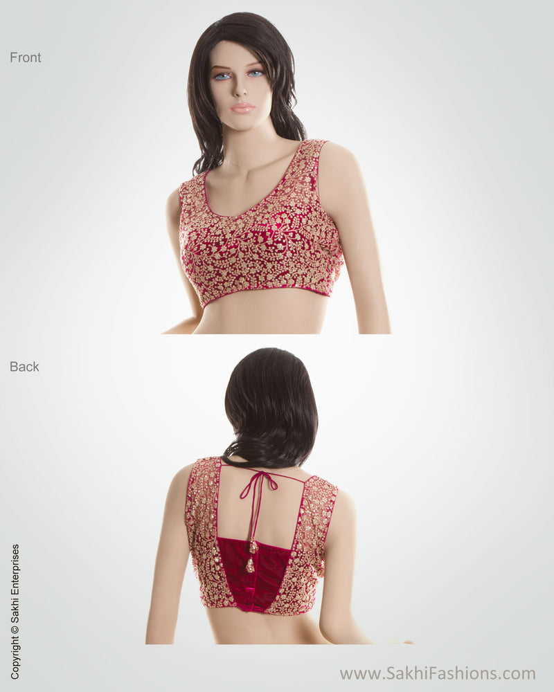BL-0039 Pink & Gold Velvet Silk Blouse