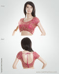 BL-0040 Pink & Gold Pure Silk Blouse