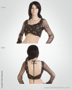 BL-0051 Black & Gold Banaras Silk Blouse