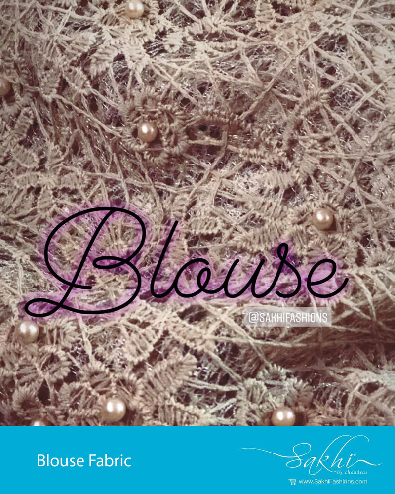 BL-22193 - Beige &  Synthetic Net Blouse Fabric