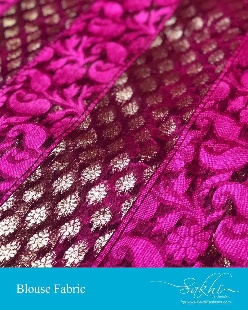 BL-N14516 - Pink &  Pure Banaras Net Blouse Fabric