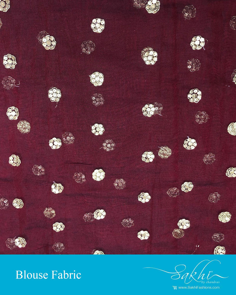BL-O27857 - Maroon &  Pure Banaras Net Blouse Fabric