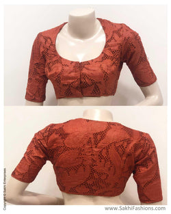 BL-R18266 - Rust &  Pure Tussar  Blouse