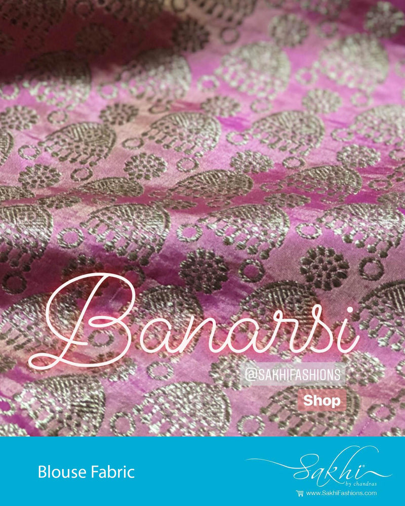 BL-R20681 - Peach &  Pure Banarsi silk Blouse Fabric