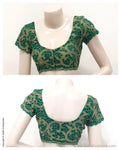 BL-R24511 - Green &  pure Silk Blouse Fabric