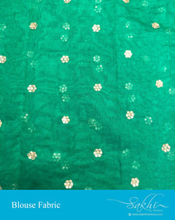 BL-S12025 - Green pure Banaras Net Blouse Fabric