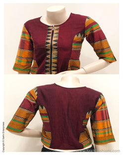 BL-S14908 - Maroon &  Cotton Blouse