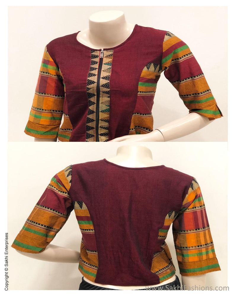 BL-S14908 - Maroon &  Cotton Blouse