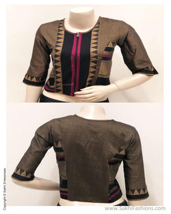 BL-S15022 - Grey &  Cotton Blouse