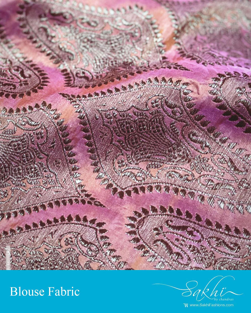 BL-S15782 - Peach &  Pure Banarasi Silk Fabric