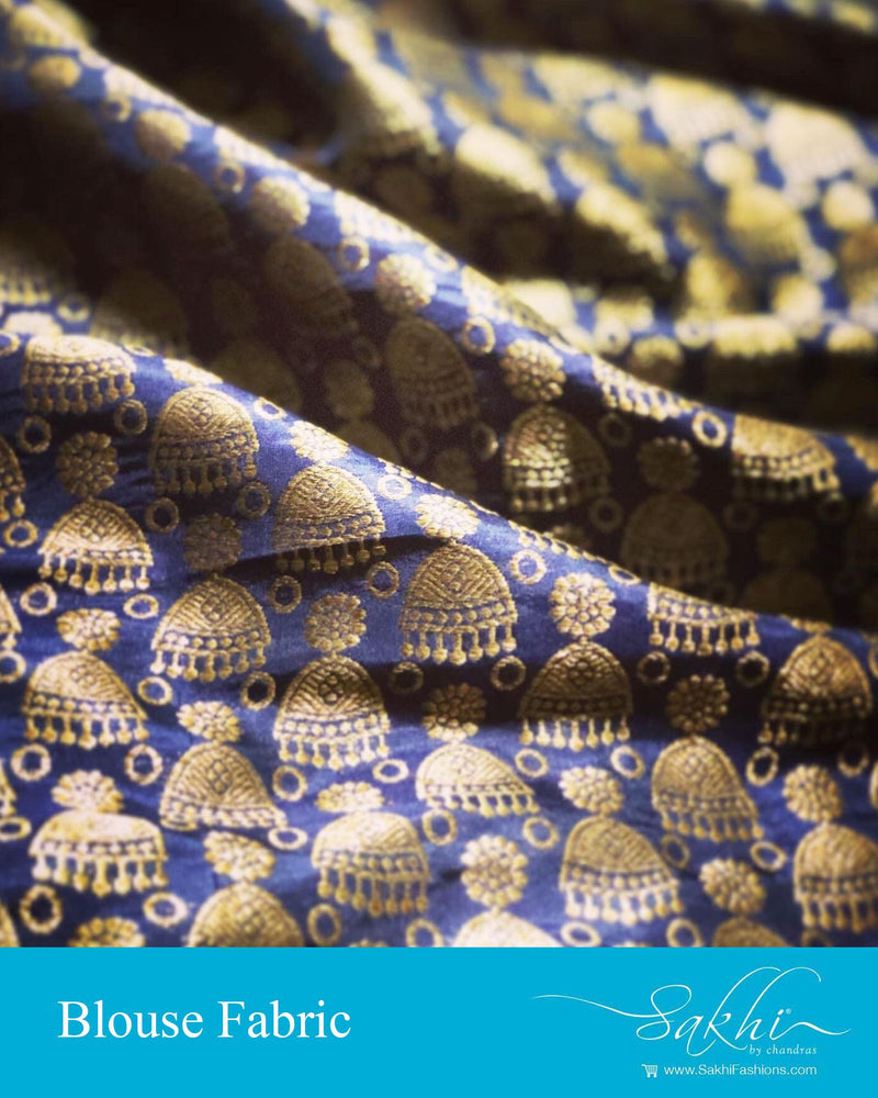 BL-S16516 - Navy Blue &  Pure Banarsi Silk Blouse