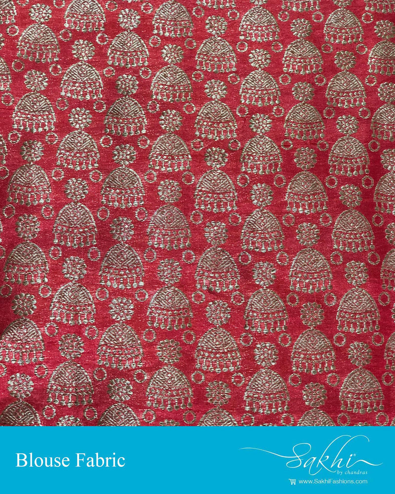 BL-S16818 - Red &  Pure Banarsi Silk Fabric