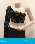BL-S16879 - Green &  Velvet Blouse
