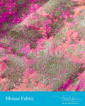 BL-S17342 - Pink & Orange pure Banarsi silk blouse fabric