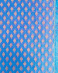 BLM-28002 - Blue & Gold Pure Banarasi Silk Un-Stitched Blouse Fabric