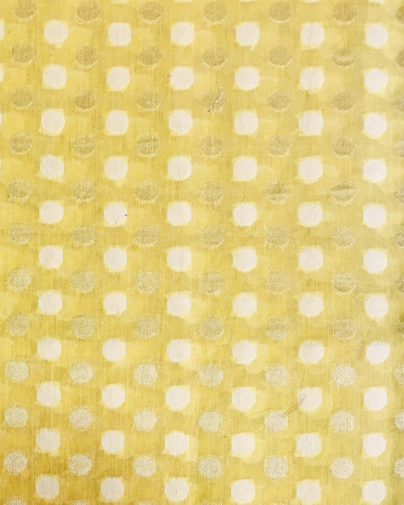 BLM-30518 - Yellow & Multi Pure Chanderi  Un-Stitched Blouse Fabric